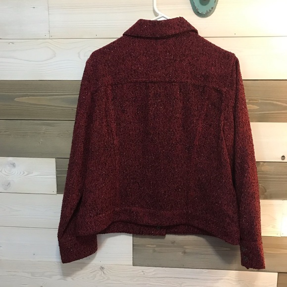 J Jill ⚜️ Burgundy & Black Speckled Tweed Jacket - Picture 5 of 10